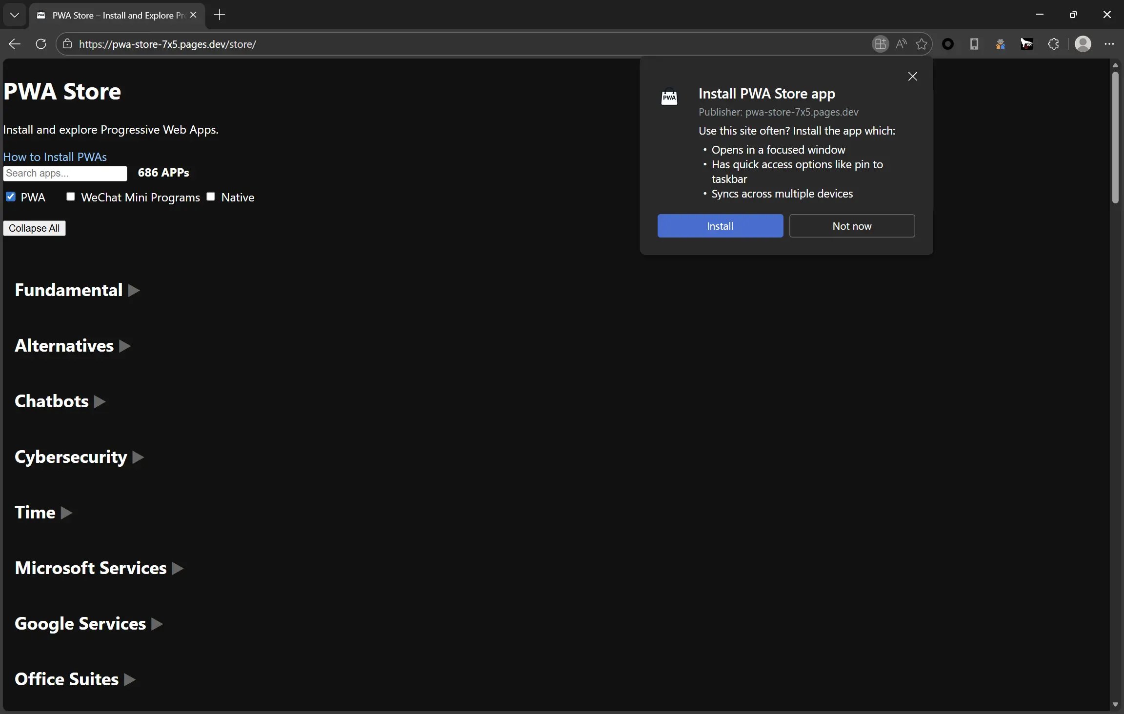 Step 2: Click Install App button in Edge